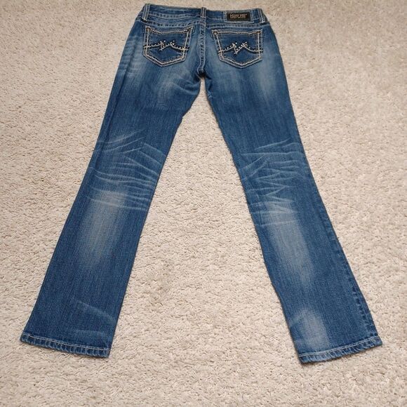 Miss Me Jeans Size 27 Women Bootcut Denim Blue Easy Straight Low Rise Bling Prep - Picture 1 of 13